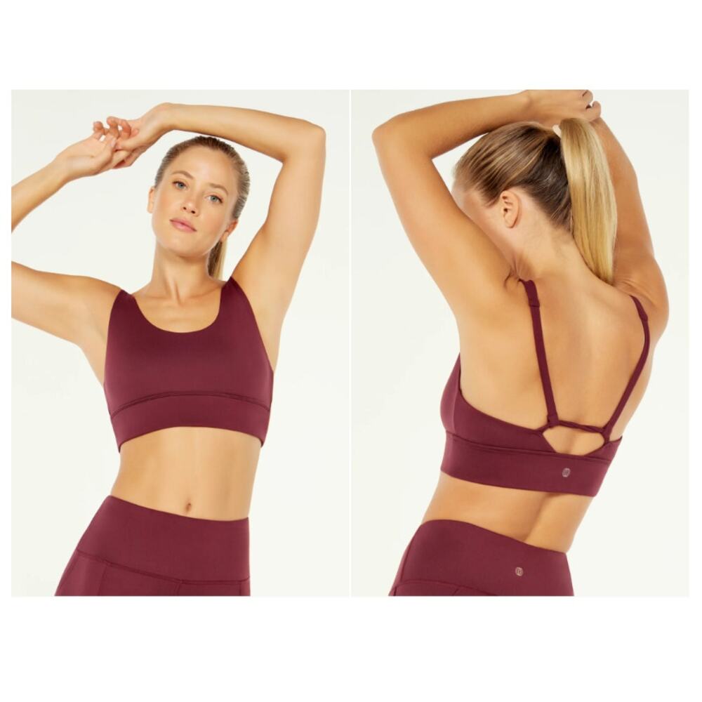 BALANCE COLLECTION WOMENS SIZE XXL CHELSEA MID IMPACT SPORT BRA BURGUNDY